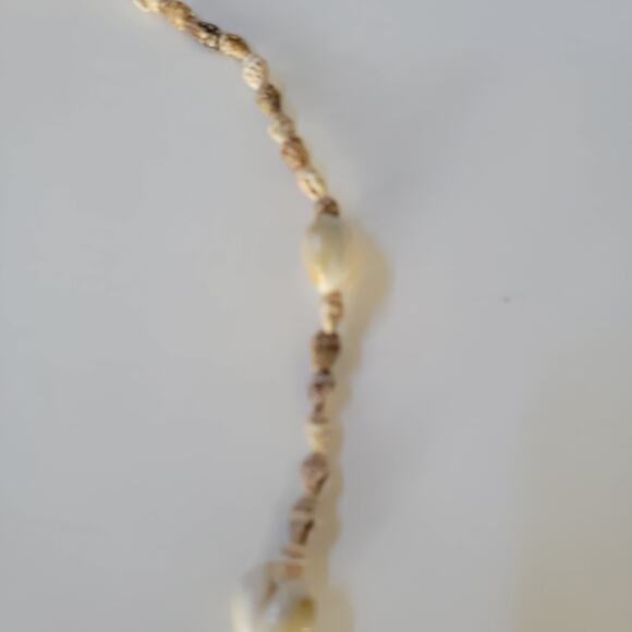 Beige Shell Bead Necklace with Natural Seashell Accents 32 Inch Beach Jewelry - Picture 5 of 10